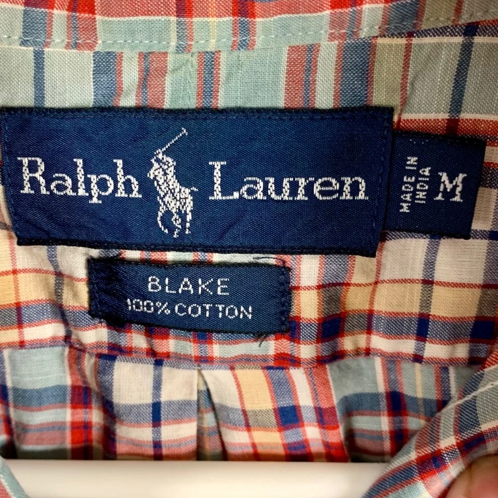 Ralph Lauren‎ Plaid Button Down Shirt Blake Long Sleeve Cotton Men Sz M Preppy